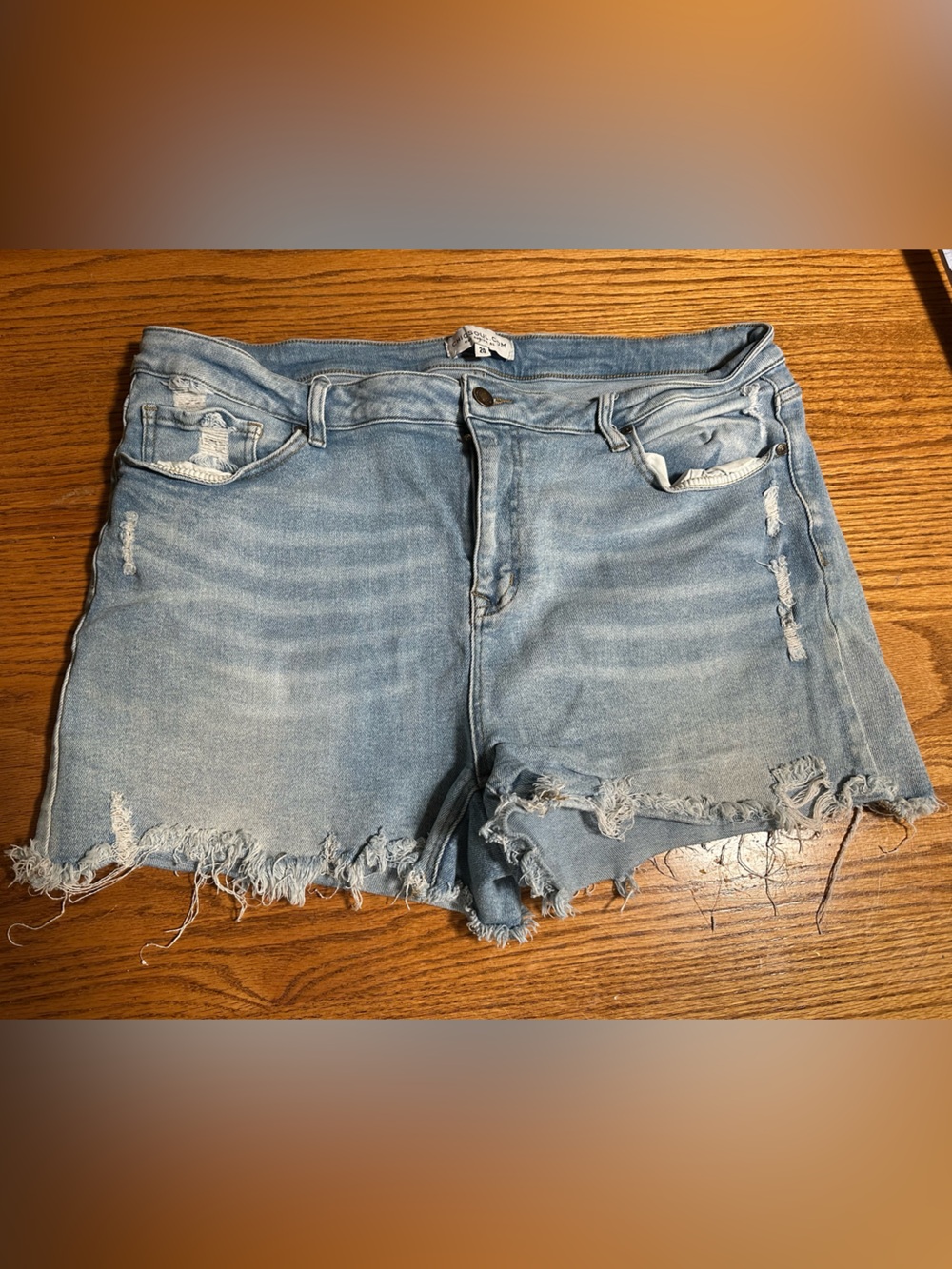 Chic Soul Light Blue Distressed Denim Jean Shorts